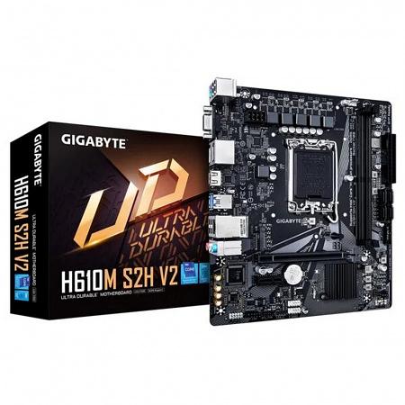 Материнская плата GIGABYTE H610M S2H, LGA1700, H610, 2*DDR5, 4*SATA, 1*M.2, 2*USB 3.2, 4*USB 2.0, 1*PCIx16, 1*PCIx1, D-Sub+HDMI+2*DP, mATX (H610M S2H V2) фото 1