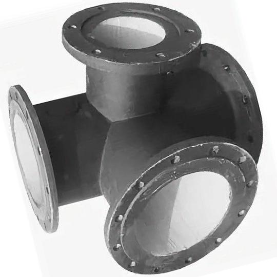 ППТФ 300 Тройник с пожарной подставкой фланцевый чугунный ЛАК ЦПП фото 1