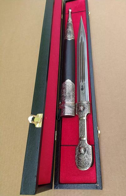 Кинжал из дамасской стали со вставками из мельхиора ОПТ фото 2