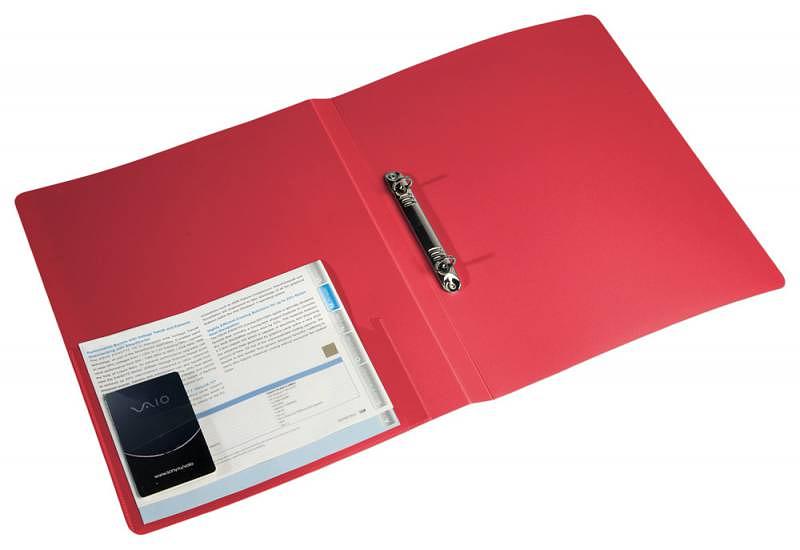 Папка на 2-х кольцах Бюрократ -0827/2RRED A4 пластик 0.7мм кор.27мм внутр. с вставкой красный фото 2