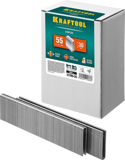 KRAFTOOL скобы тип 55 (90/C), 30 мм, калибр 18GA. 5000 шт (31789-30) фото 1
