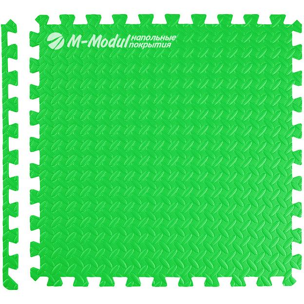Мягкий пол универсальный 60x60 см, толщина 1 см, тиснение лист, Цвет Зеленый, Толщина модуля 10 мм. фото 1