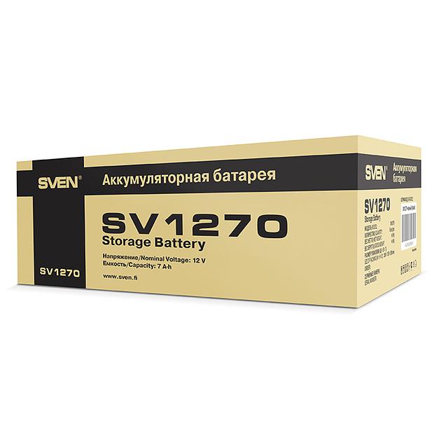 Батарея SVEN SV 1270 (12V 7Ah), напряжение 12В, емкость 7А*ч, макс. ток разряда 105А, макс. ток заряда 2.1А, свинцово-кислотная типа AGM, тип клемм F2, Д/Ш/В 151/65/94 мм, 2.1кг Sven SV1270 (SV-0222007) фото 5