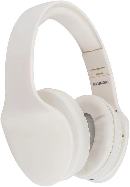 Гарнитура накладные Hyundai H-HP104 белый беспроводные bluetooth оголовье фото 5