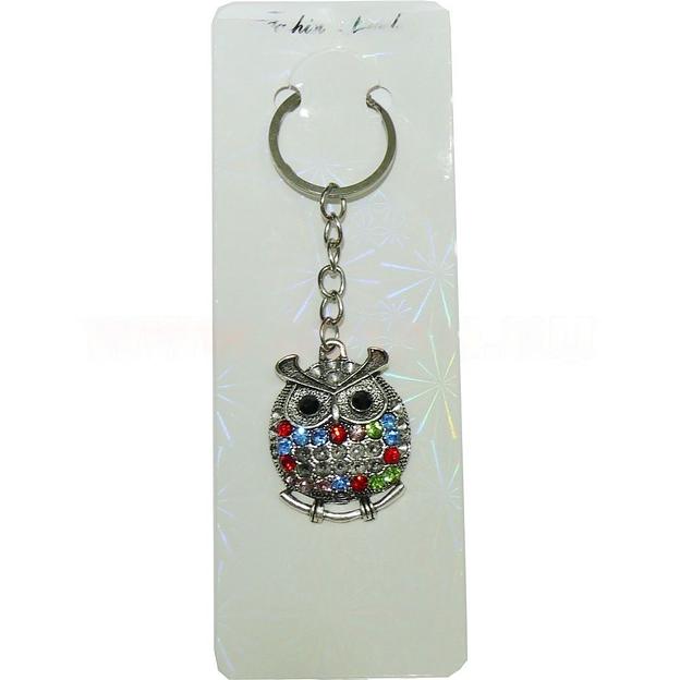 Брелок металлический со стразами «Сова» 12 шт опт фото 1
