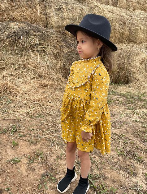 Платье MINI DI «Хлоя» цветочки на горчице, арт.130/825 ОПТ фото 4