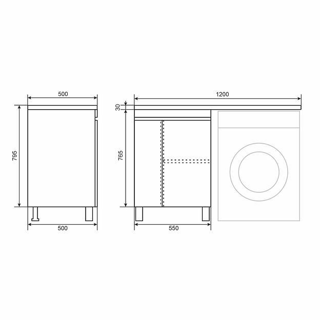 Тумба под стиральную машину Uperwood Magenta, 60 см, напольная, черная, с дверцами фото 8