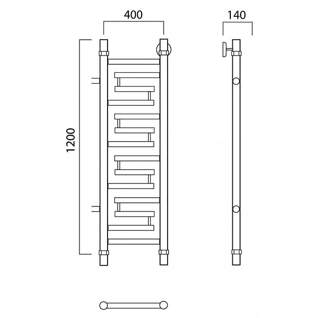 Полотенцесушитель водяной Роснерж Нео 2 L109001 120x40 с боковым подключением 600 фото 2