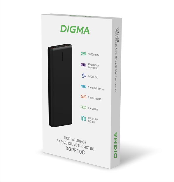 Мобильный аккумулятор Digma DGPF10C 10000mAh QC3.0/PD3.0 22.5W 3A 2xUSB-A/USB-C черный (DGPF10C22PBK) фото 9