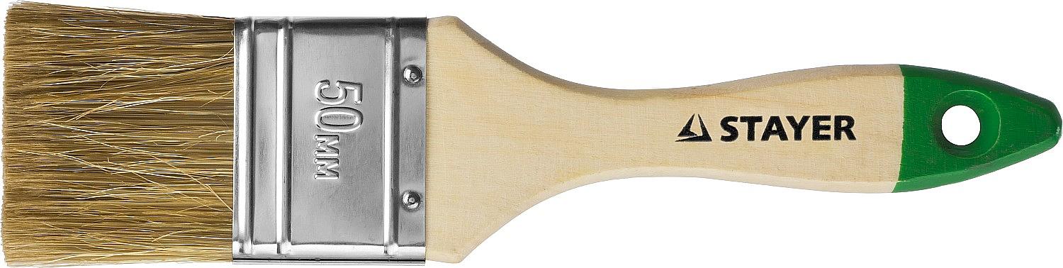 STAYER LASUR, 50 мм, 2″, смешанная щетина, деревянная ручка, для высокотекучих ЛКМ, плоская кисть (01031-50) фото 3