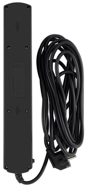 Сетевой фильтр Ippon BK-6-EU-5-10-B 5м (6 розеток) черный (коробка) фото 3