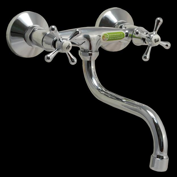 Смеситель для умывальника настенный двуручный "Juguni", JGN0840, кран-букса фото 1