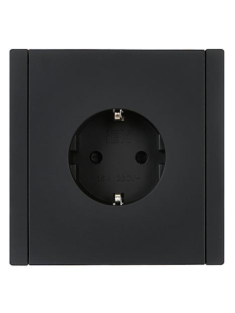 FORTE&PIANO Розетка 1-местная с заземлением с защитными шторками безвинтовое крепление 16А FP113 черный IEK фото 2