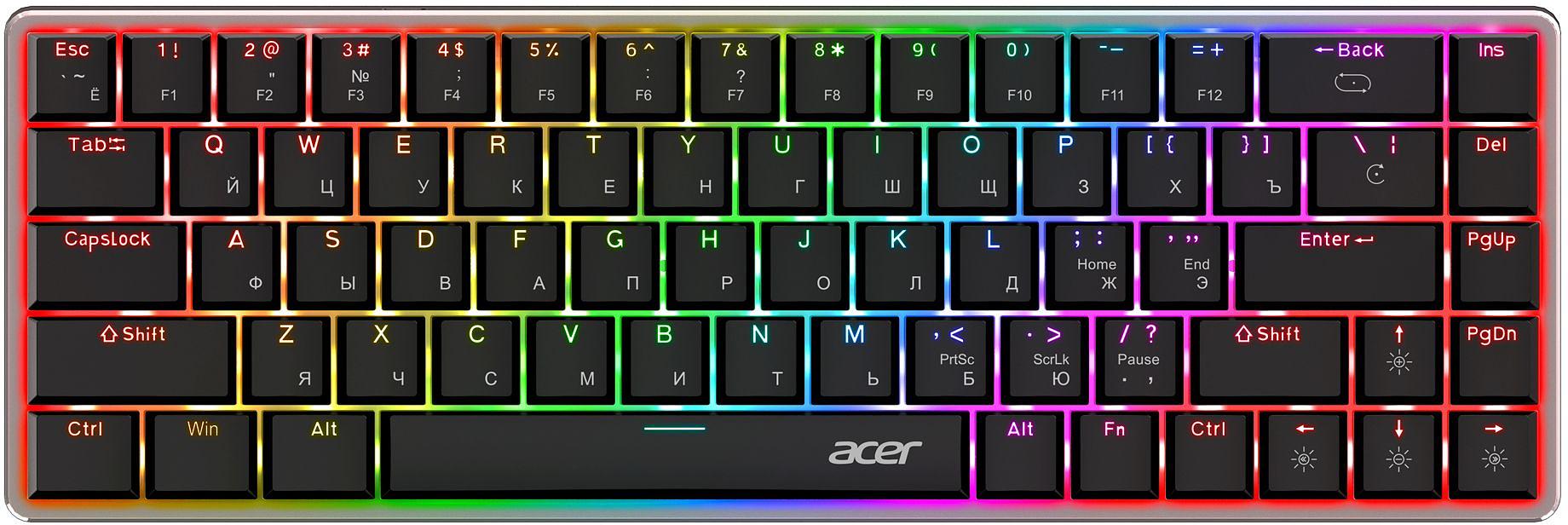 Клавиатура Acer OKW302 механическая серебристый USB for gamer LED (ZL.KBDCC.01C) фото 1