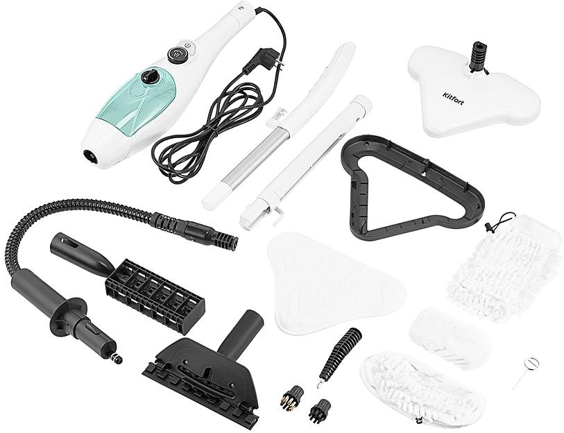 Швабра паровая Kitfort КТ-3920 1300Вт белый/голубой фото 5