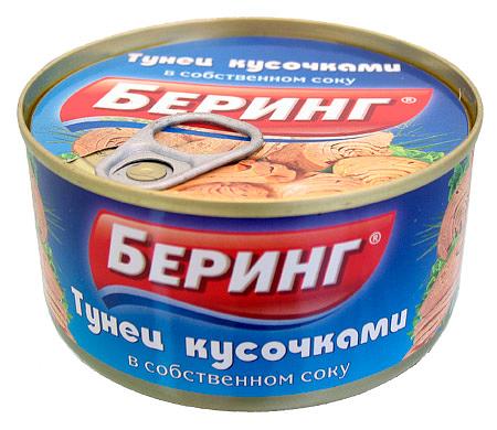 Тунец кусочками в собственном соку, Беринг, 185 г ОПТ фото 1