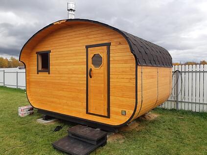 Баня квадро-овалбочка 4×4 м, четыре помещения срощенная ель фото 1
