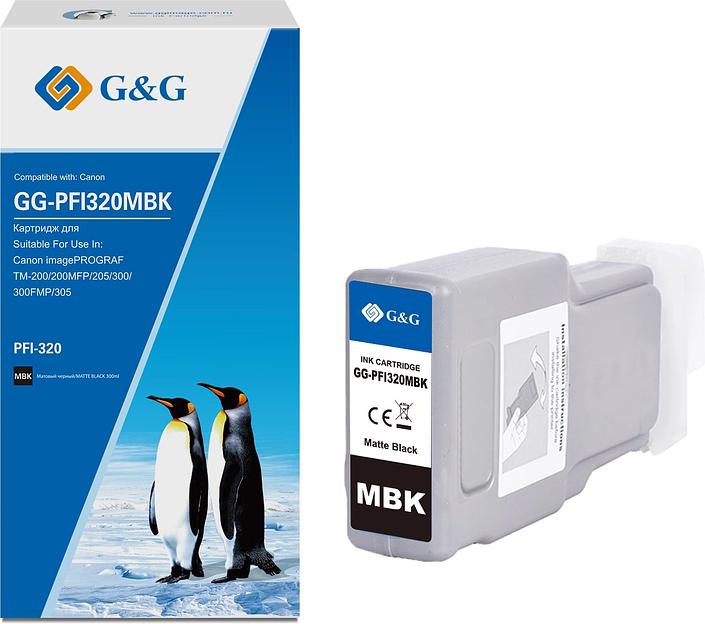 Картридж струйный G&G GG-PFI320MBK PFI-320MBK черный матовый (300мл) для Canon imagePROGRAF TM-200/200MFP/205/300/300MFP/305 фото 1