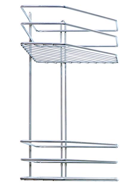Полка для ванной комнаты «Консулл», 2-ярусная, угловая, трапеция, 3 прута 200х200х380 мм, хром Опт фото 1