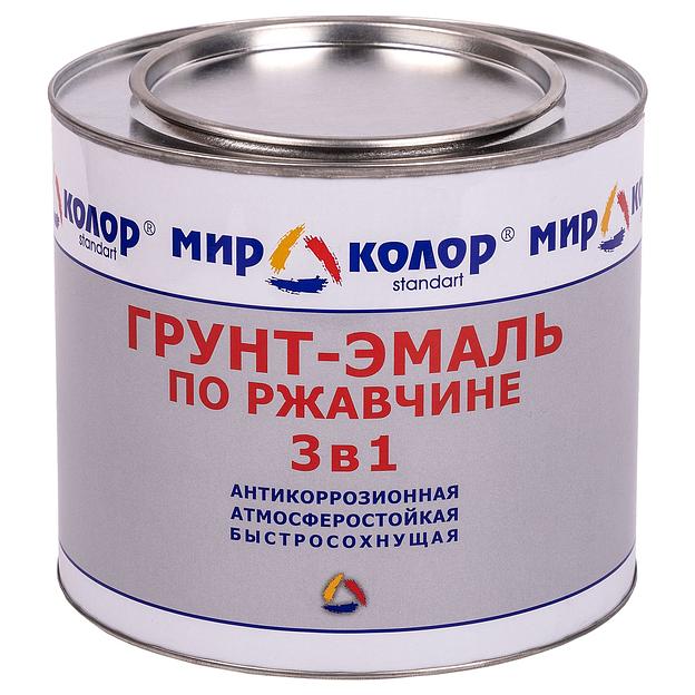 Грунт-эмаль по ржавчине 3 в 1 Мирколор серый 0,9кг фото 1