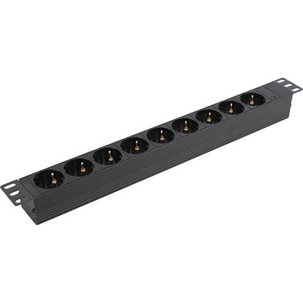 Exegate EX280853RUS Блок розеток ExeGate ServerPro PDU-19H907 Al-9S-C20, 19",1U,алюм, 9Schuko, С20 фото 1