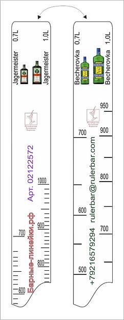 Линейка Becherovka (0.7 л./1 л.)/ Jegermeister (0.7 л./1 л.) L=28 см. В=2 см. /1/ фото 1
