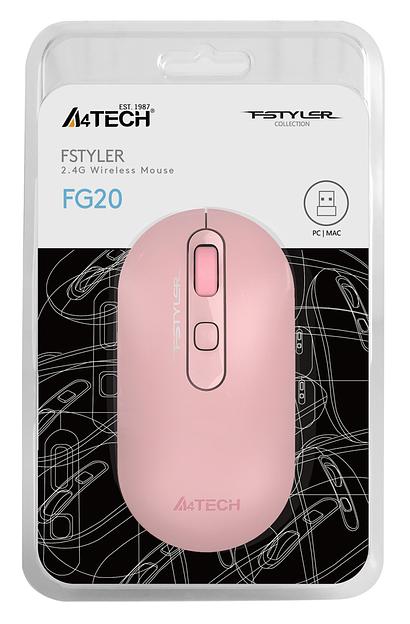 Мышь A4Tech Fstyler FG20 розовый оптическая (2000dpi) беспроводная USB для ноутбука (4but) фото 4