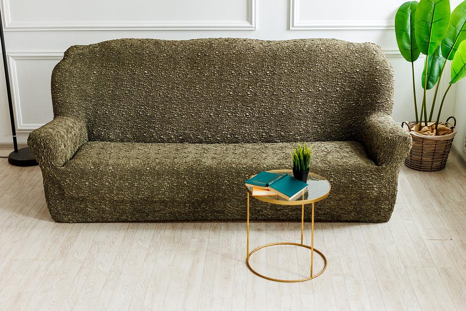 Чехол на трёхместный диван Чехлы&Пледы «Виктория» оливковый ОПТ фото 5