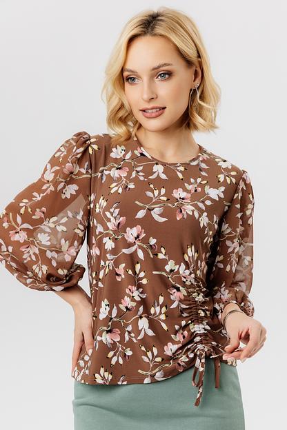 Блузка женская  7021-23/01/Коричневый, розовый  фото 6
