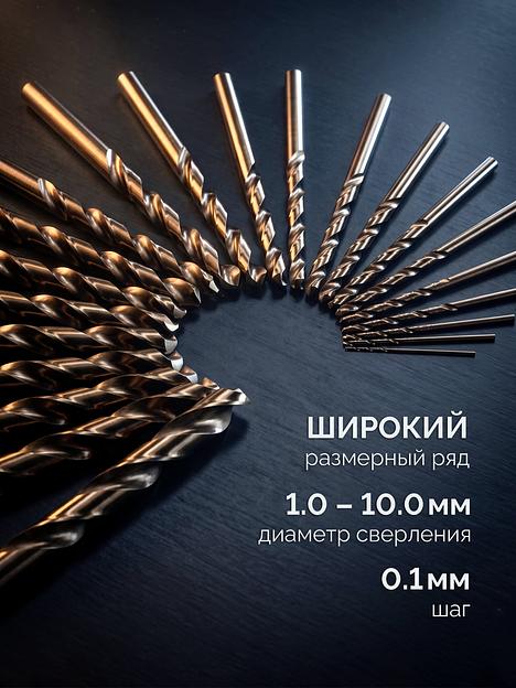 ЗУБР КОБАЛЬТ, 91 шт, (1-10/0,1 мм), сталь Р6М5К5, класс А, пласт.бокс, набор сверл по металлу, Профессионал (29626-H91) фото 5
