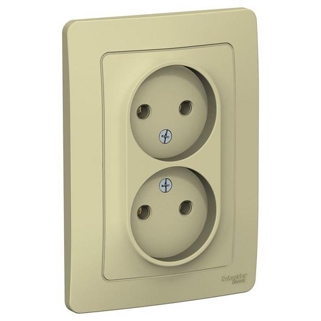 Розетка 2-м СП Blanca 16А IP20 250В без заземл. без защ. шторок беж. SE BLNRS000027 фото 1