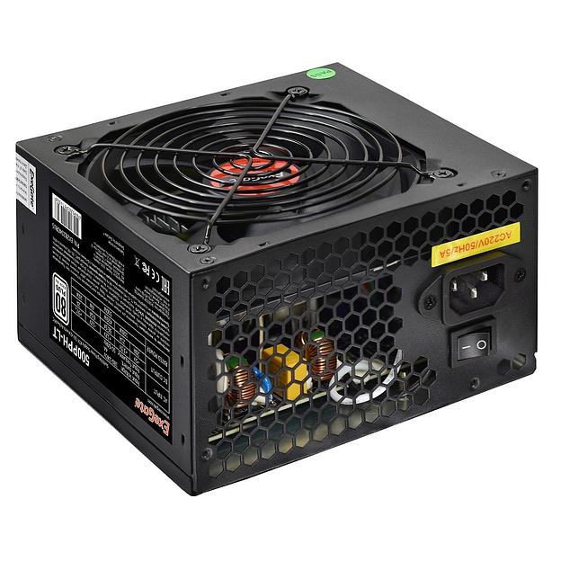 Exegate EX282040RUS-OEM Блок питания 500W ExeGate 500PPH-LT OEM, ATX, black, 80+, APFC, 12cm, 24p, (4+4)p, 5*SATA, 3*IDE фото 1