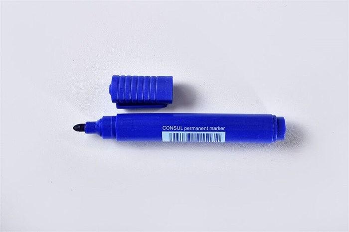 Маркер перманентный нестираемый «Консул» синий круглый наконечник 2.5 мм, опт фото 1