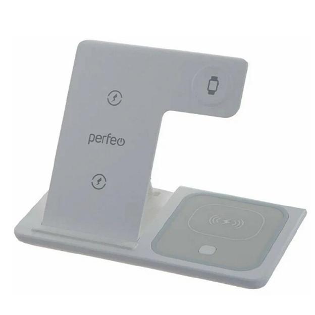 PERFEO Беспроводное быстрое зарядное устройство 3 в 1, LED, белый (PF_D1141) фото 1