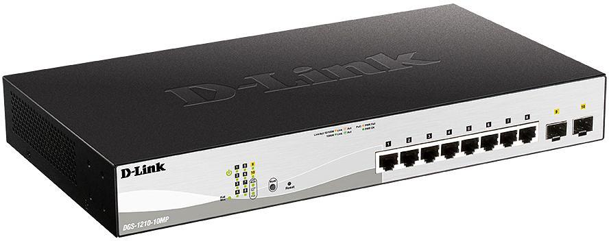 Коммутатор D-Link DGS-1210-10MP/FL 8G 2SFP 8PoE+ 130W управляемый фото 2