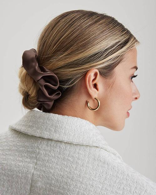 Шёлковая резинка для волос Classic «Chocolate» ОПТ фото 3