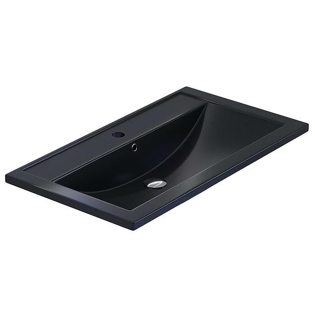 Раковина кварцевая для ванной Uperwood Foster Quartz 80 см, черная матовая, уголь фото 4
