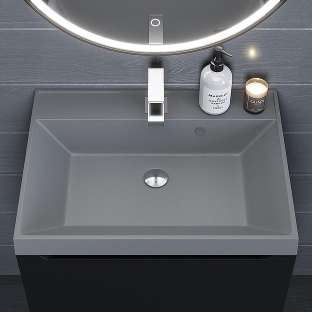 Раковина кварцевая для ванной комнаты Uperwood Classic Quartz 60 см, серая матовая, бетон фото 4