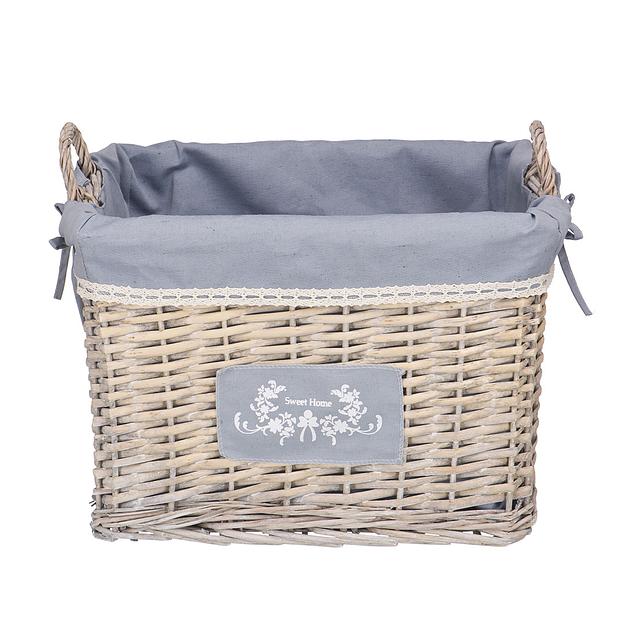 Корзина стеллажная высокая с ручками "Лён", Д440 Ш335 В300, серый фото 1