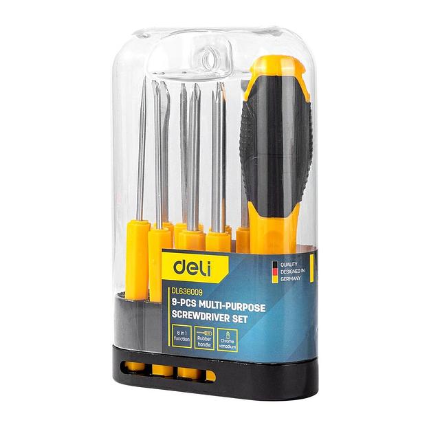 Многофункциональная отвертка 8-в-1 Deli DL636009 биты PH0, PH1, PH2, SL3, SL5, SL6, Y-образная, точечная, сталь Cr-V фото 2