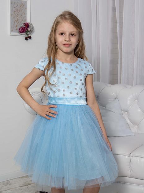 Платье для девочки Энди нарядное, голубое, 21-187, опт фото 1