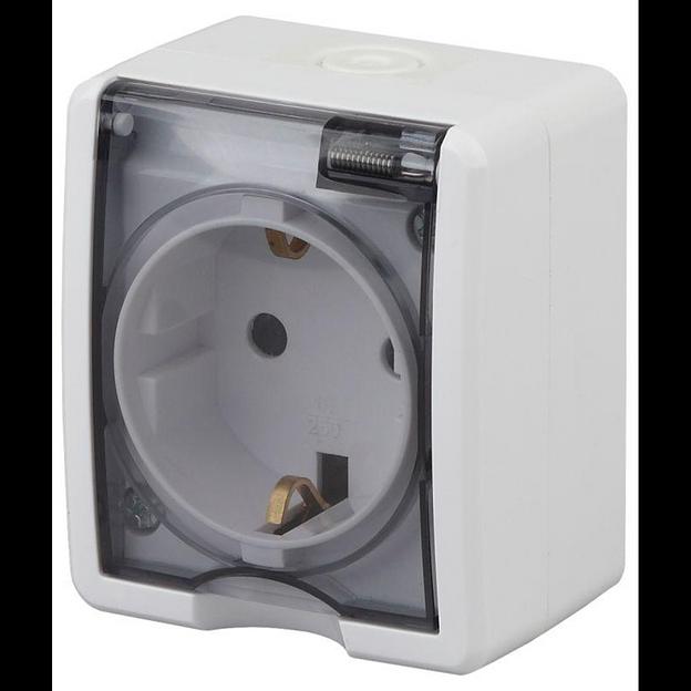 Эра Б0020712 11-2401-01 Розетка 2P+E IP54, 16АХ-250В, ОУ, Эра Эксперт, белый фото 1