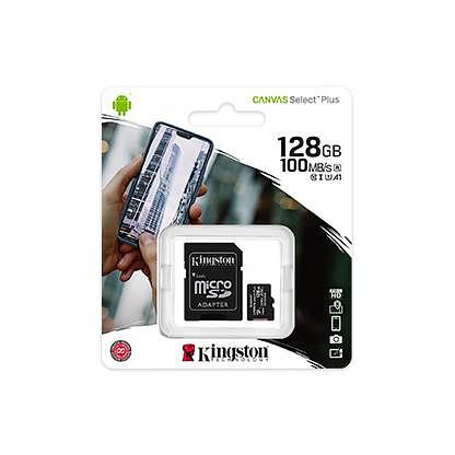 Флеш карта microSD 128GB Kingston microSDXC Class 10 UHS-I U1 Canvas Select Plus (SD адаптер) 100MB/s фото 1