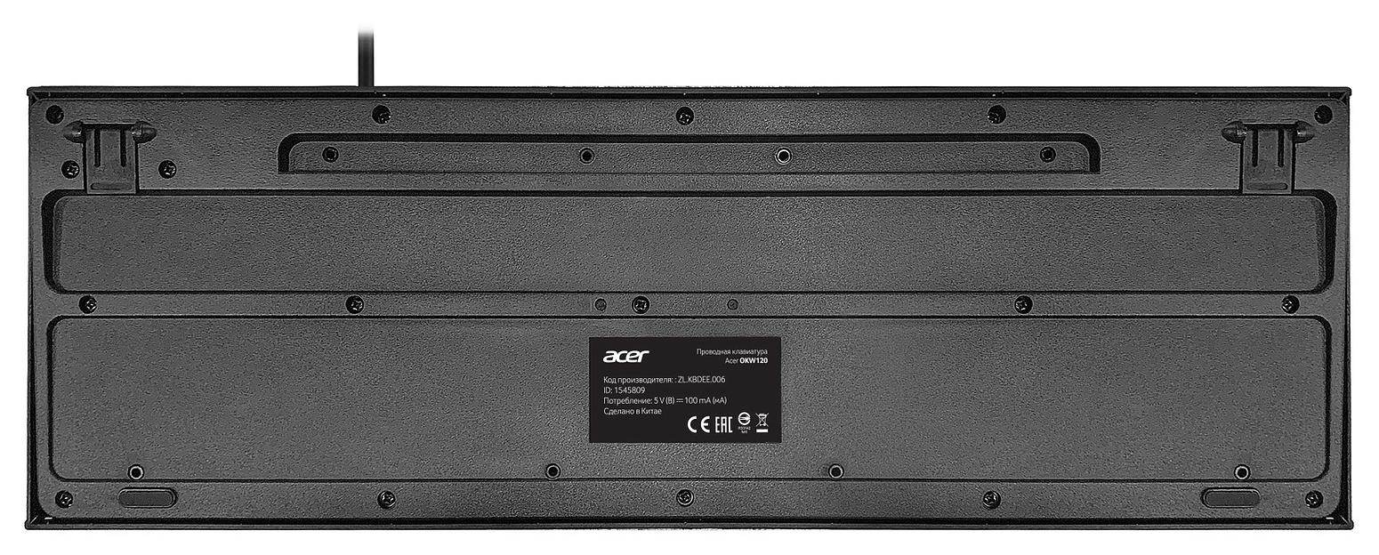 Клавиатура Acer OKW120 черный USB Multimedia фото 2