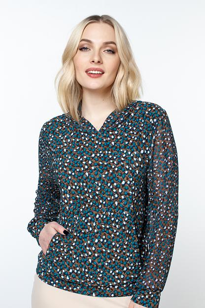 Блузка женская  4090-24/01/Коричневый, синий  фото 5