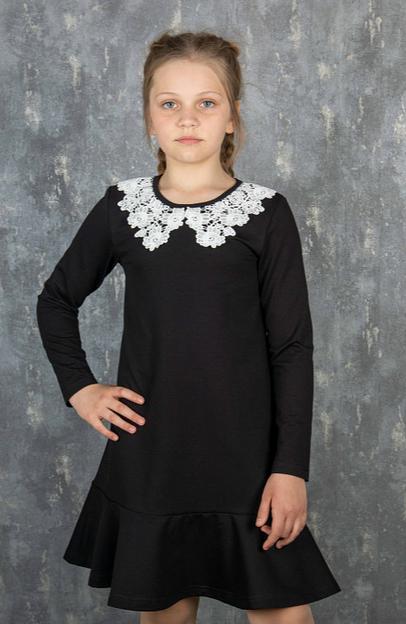 Школьное платье Энди для девочек, чёрное, 5-061, опт фото 1