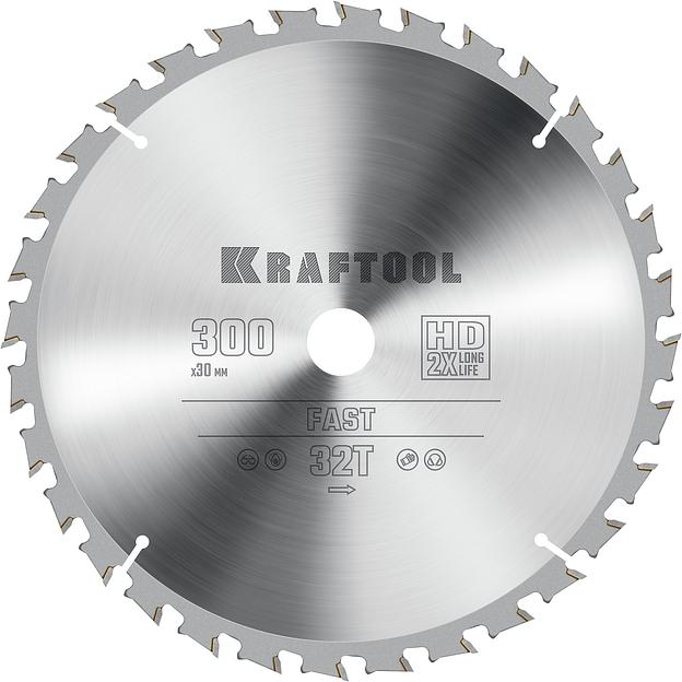 KRAFTOOL Fast, 300 х 30 мм, 32Т, пильный диск по дереву (36950-300-30) фото 1