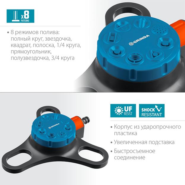 GRINDA RF-3, 8 режимов, пластиковый, на подставке, стационарный распылитель, PROLine (429301) фото 3