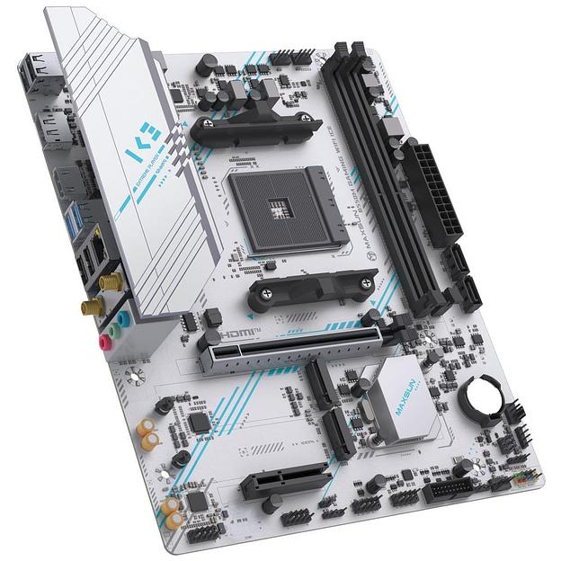 Материнская плата Maxsun MS-B550M GAMING WIFI ICE B550, AM4, 2*DDR4, 1*PCIEx16, 1*PCIEx4, 1*PCIEx1, 2*M.2, 4*USB3.2Gen1, 6*USB2.0, 2*SATA3.0, 1G, DP, HDMI, M-ATX, RTL фото 3