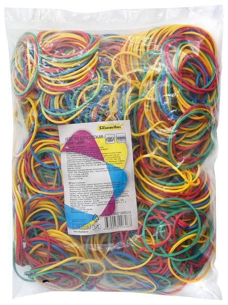 Резинки для купюр Silwerhof 189020 d=60мм 2мм 1000гр ассорти пластиковый пакет фото 2